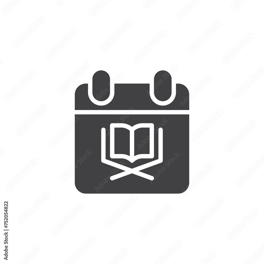 Calendar with Quran book vector icon Calendar with Quran book vector icon