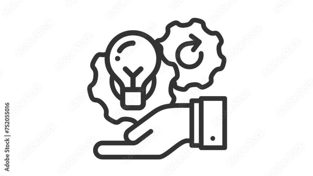 Animated operation with hand holding a light bulb and gearwheel with a hand, creative concept of innovation and problemsolving. Ideal for technology, engineering, business, education and marketing Animated operation with hand holding a light bulb and gearwheel with a hand, creative concept of innovation and problemsolving. Ideal for technology, engineering, business, education and marketing