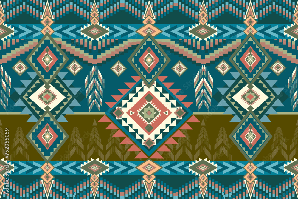 Abstract geometric seamless traditional pattern colorful tribal pattern of Aztec, American or Germanic tribes.