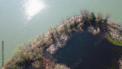 Aerial view of the river in the forest, good environment, save water for future 