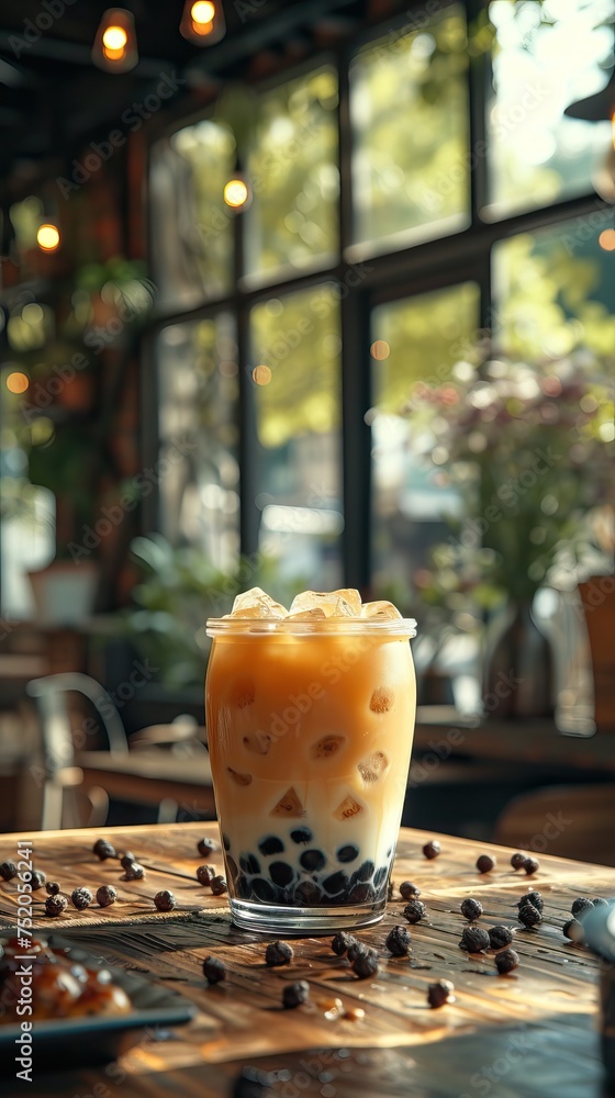 milk tea drink Bubble tea, or boba, from Taipei, Taiwan milk tea drink Bubble tea, or boba, from Taipei, Taiwan