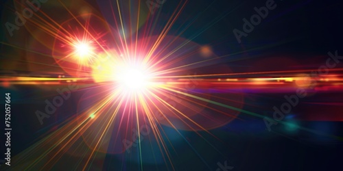 Abstract light explosion with colorful bokeh and glitter.