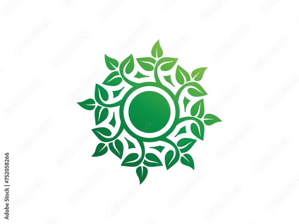 Circle and leaf icon colorful logo design. simple leaf logo Circle and leaf icon colorful logo design. simple leaf logo