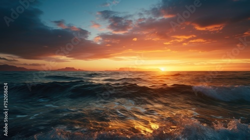 Beautiful sunset over the ocean  perfect for travel websites