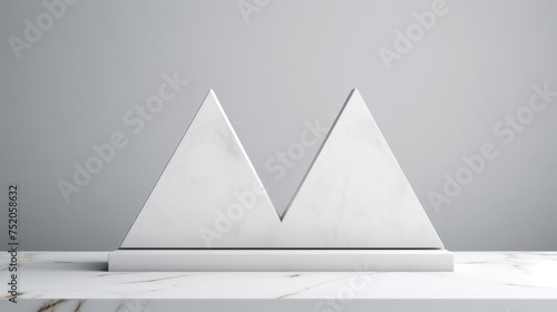 White marble mountains on a marble table. Suitable for interior design projects