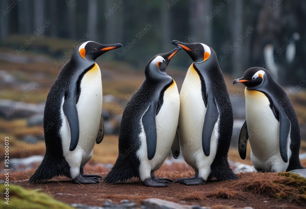 Fototapeta premium group of penguins huddled together in the Antarctic.