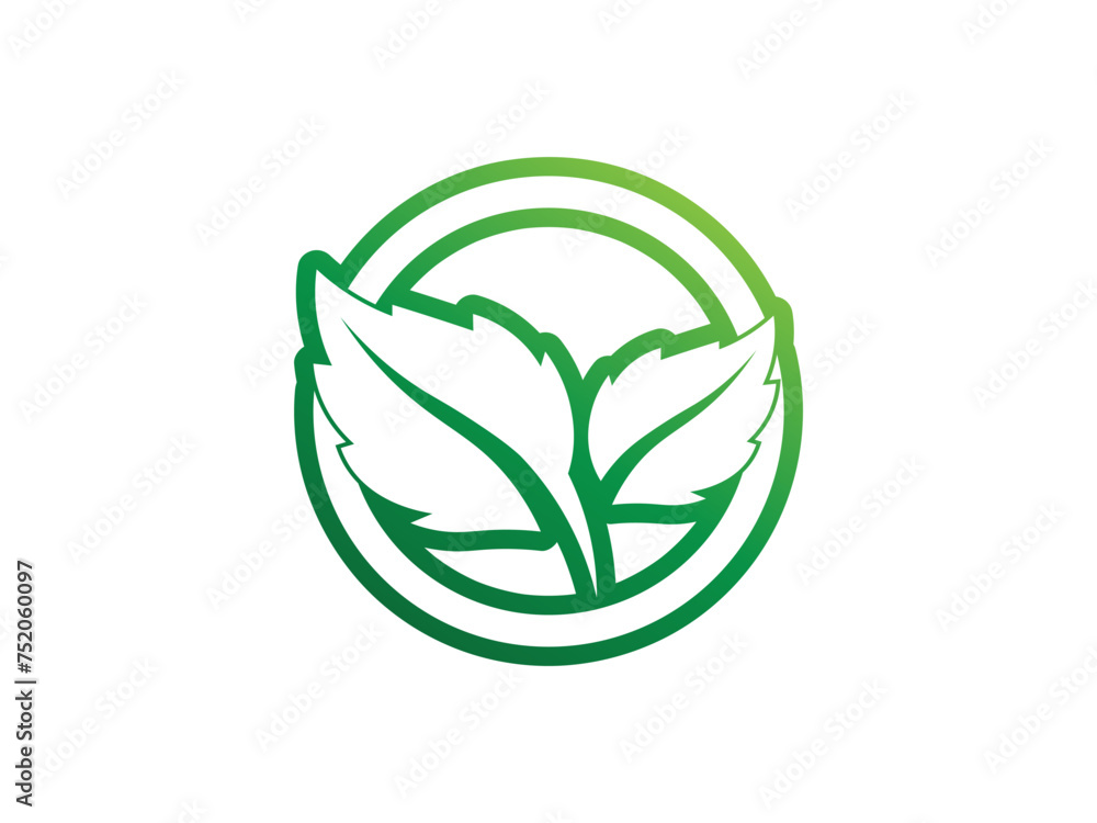 Circle and leaf icon colorful logo design. simple leaf logo Circle and leaf icon colorful logo design. simple leaf logo