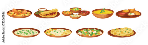 Traditional Arabian Cuisine Food and Dish Vector Set