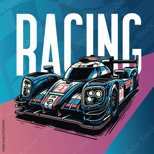 Grand touring racing car illustration