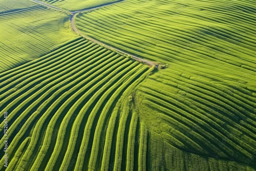 Fototapeta premium A vast green field captured from above, suitable for various outdoor themes