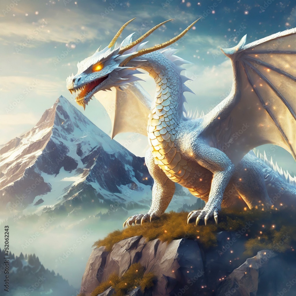 Obraz premium dragon in the white Mountain 