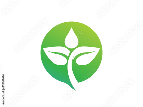 green leaf logo icon design vector, growing logo