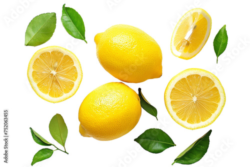A beautiful composition of lemons on white