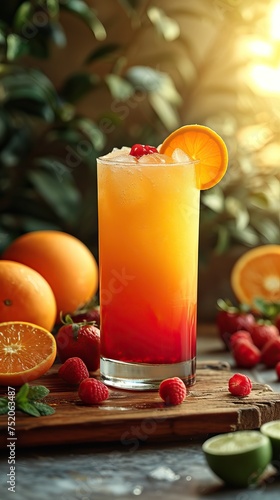 Mexican Tequila Sunrise with a blend of tequila at restaurant 