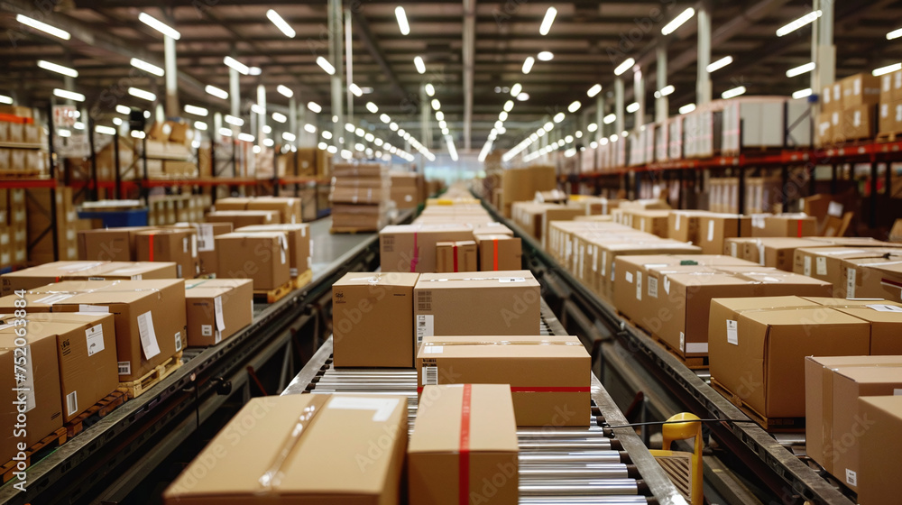 warehouse with parcels / packages. Shipment distribution center warehouse with parcels / packages. Shipment distribution center