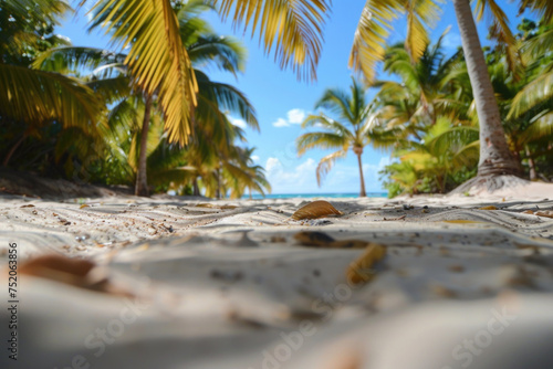 Beautiful tropical beach background with palm trees © Jasmina