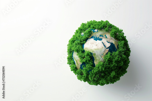 World environment and Earth Day concept withl globe and eco friendly enviroment on white background.