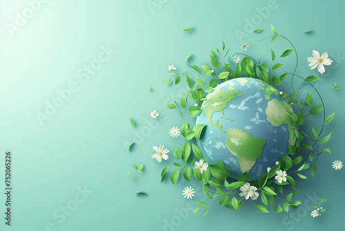 World environment and Earth Day concept with globe and eco friendly enviroment. © erika8213