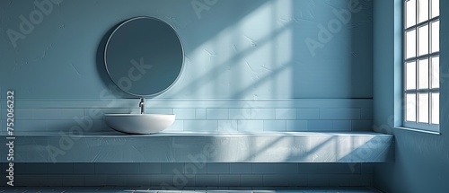 Space above the sink for a mirror or bedside table. 3D rendering.