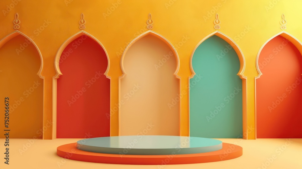 Islamic podium background, modern, elegance and minimalist