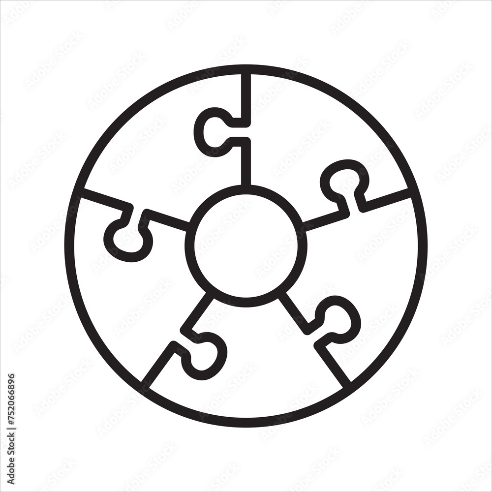 Infographic circle jigsaw line icon vector Infographic circle jigsaw line icon vector