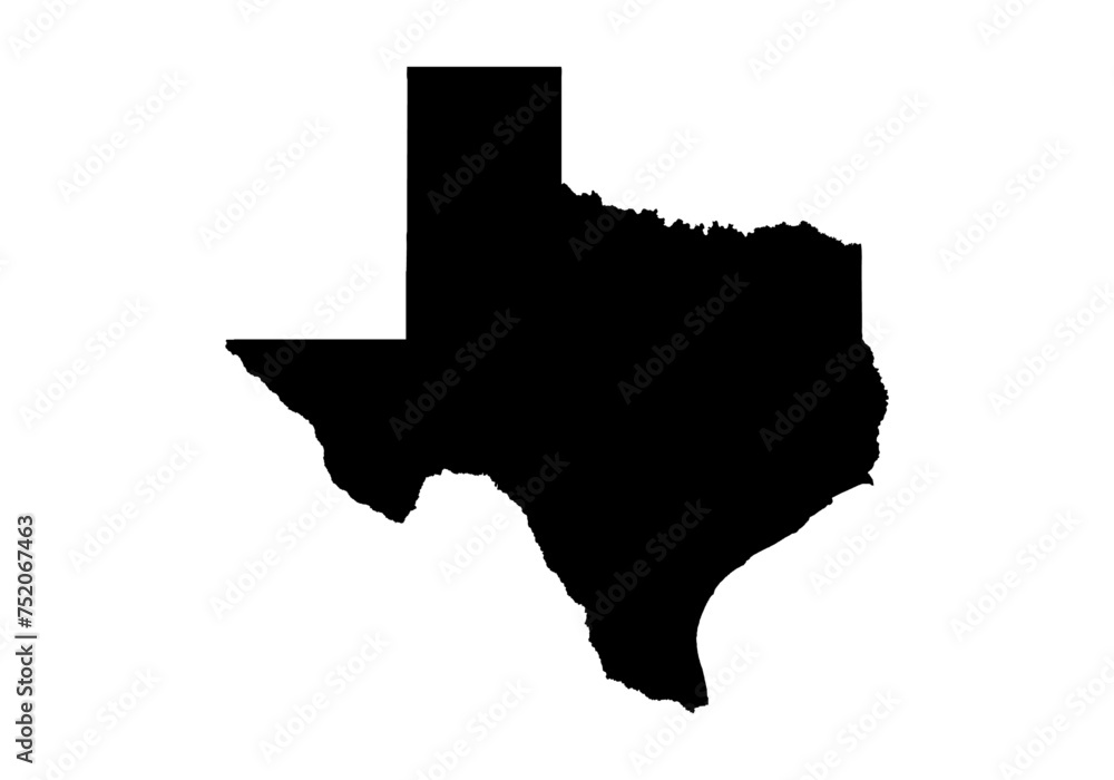 Mapa negro del estado de Texas de estados unidos de américa.  - obrazy, fototapety, plakaty 