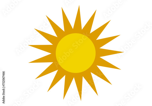 Icono de sol amarillo y naranja en fondo blanco. 