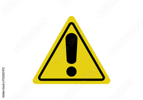 Icono de señal de aviso o advertencia en fondo blanco. 