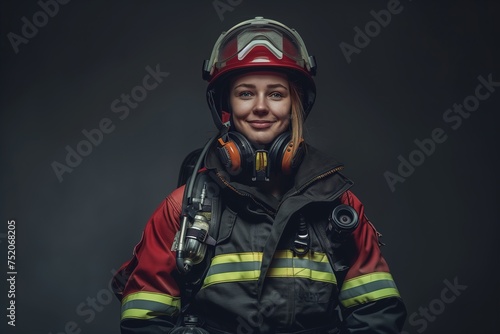A woman in a fireman's uniform is smiling © Juan Hernandez