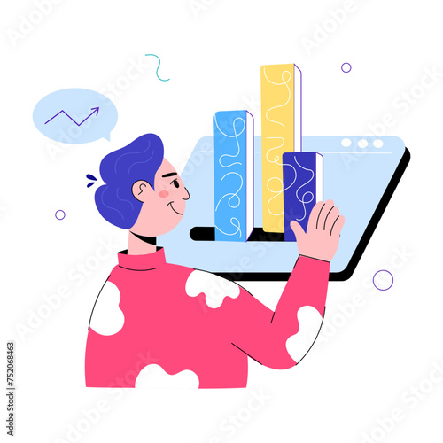 Trendy doodle mini illustration of statistical analysis 