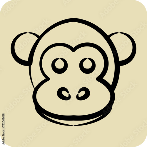 Icon Monkey. related to Animal Head symbol. hand drawn style. simple design editable photo