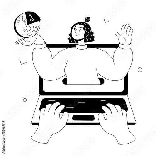 Get this doodle mini illustration of online shareholder 