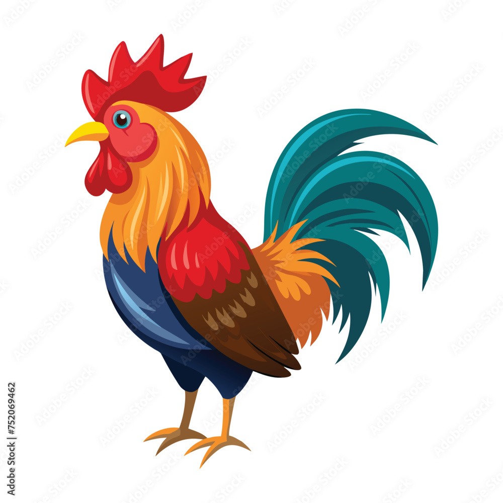 Rooster illustration on White Background