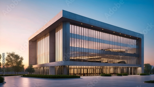 Modern Glass Front office building for business, morning