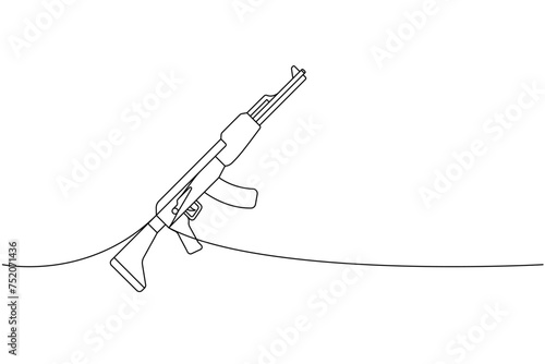 Assault rifle AK 47 one line continuous drawing. Various modern weapons continuous one line illustration. Vector linear illustration. photo