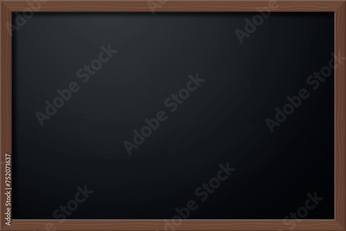 school chalkboard, empty template with wooden frame, black wooden blackboard or classboard, vector background photo