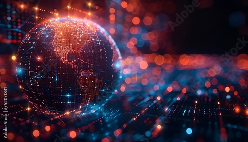 abstract globe, concept of global network and connectivity, information exchange and telecommunications