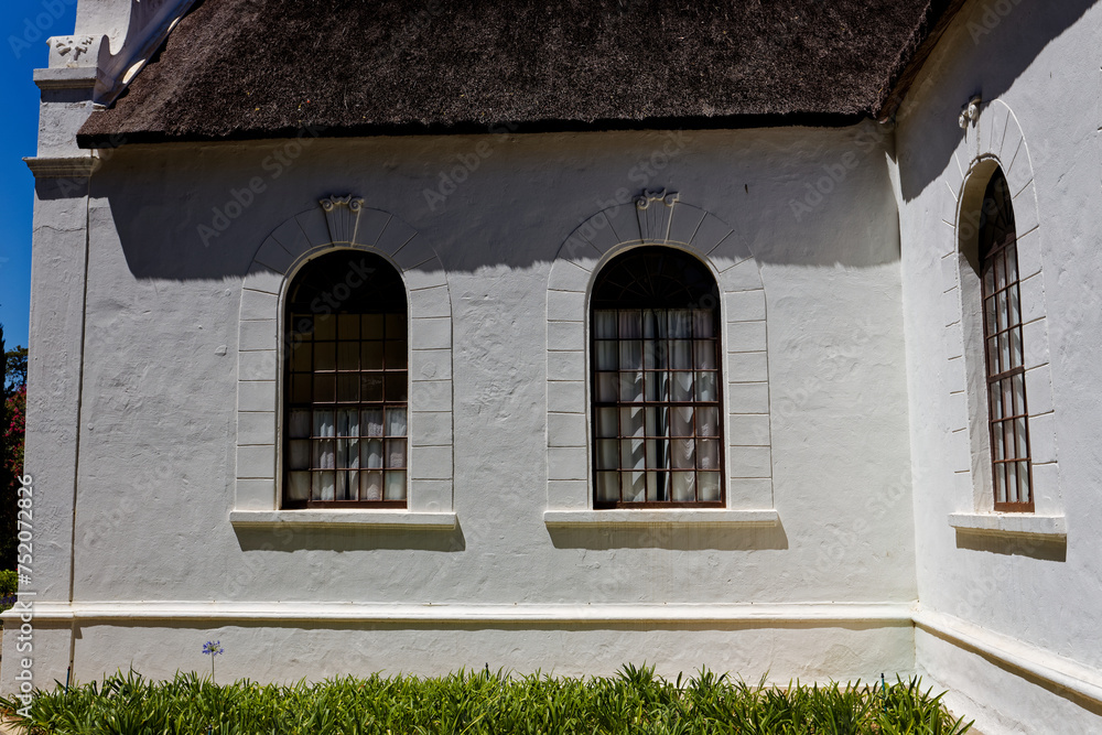 The windows of the Strooidak church built in 1805 in Paarl, Western Cape, South Africa.