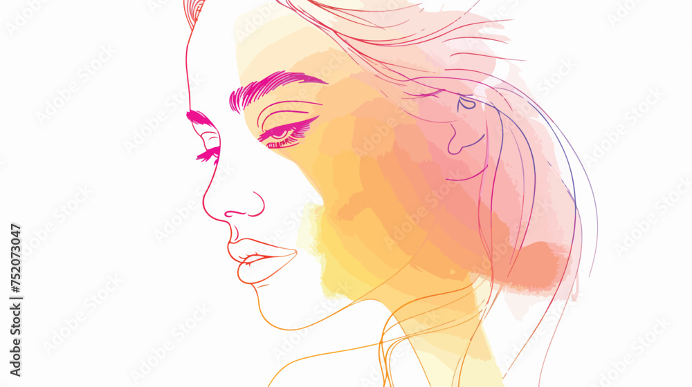 Warm gradient line drawing of a cartoon.