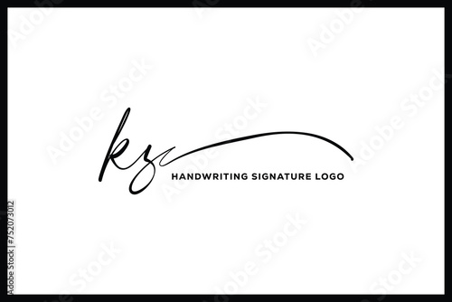 KZ initials Handwriting signature logo. KZ Hand drawn Calligraphy lettering Vector. KZ letter real estate, beauty, photography letter logo design photo