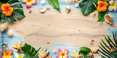 Colorful Tropical Beach Frame Elements
