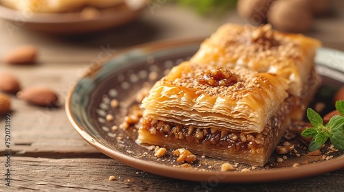 Baklava Istanbul, Turkey, is a layered pastry with layers of nuts and honey photo