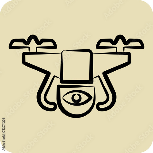 Icon Surveillance Drone. related to Drone symbol. hand drawn style. simple design editable. simple illustration