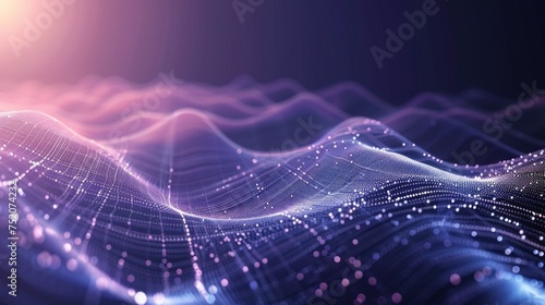 Futuristic digital particle wave abstract - technology background vector illustration