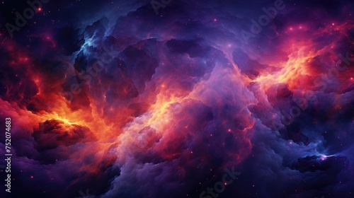 Space background with realistic nebula and shining stars. Colorful space with stardust and Milky Way. Magic color galaxy. Endless universe and starry night. banner. background © inna717