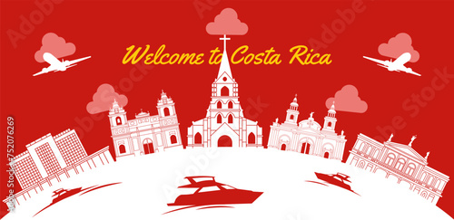 Costa Rica famous landmark silhouette style,vector illustration