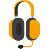 Gamer wireless headphone with microphone vector cartoon illustration isolated on a white background.