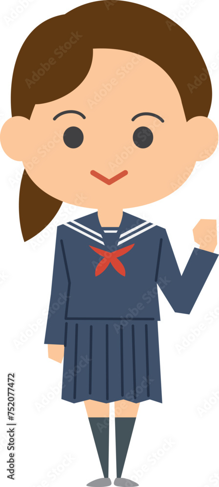 ガッツポーズをする女子中学生のイメージイラスト ガッツポーズをする女子中学生のイメージイラスト