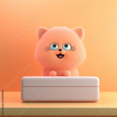 Furry speaker commanding attention at the podium 3d render blender cute minimal photo