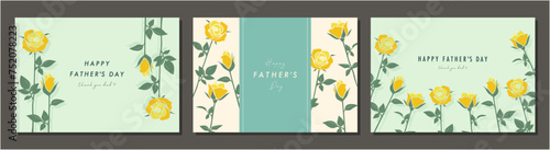 父の日　father's day　バラ　素材セット　フレーム　背景　ベクターイラスト　シンプル　おしゃれ